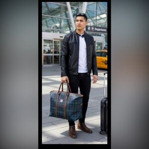 Arnold Palmer LARGE tartan plaid tote bag overnight bag